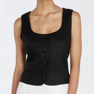 Dissh Oscar Black Scoop Neck Linen Vest